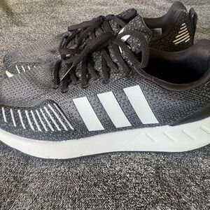 Adidas Black and White Sneakers with Knit Upper